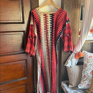 Women’s Red Patterned Swim Coverup Kaftan